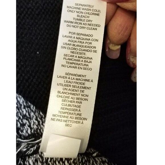 Chicos Career Casual Gray/Black Cardigan Open Front Long Slvs Sweater Sz 1 (M/8) - Picture 7 of 7